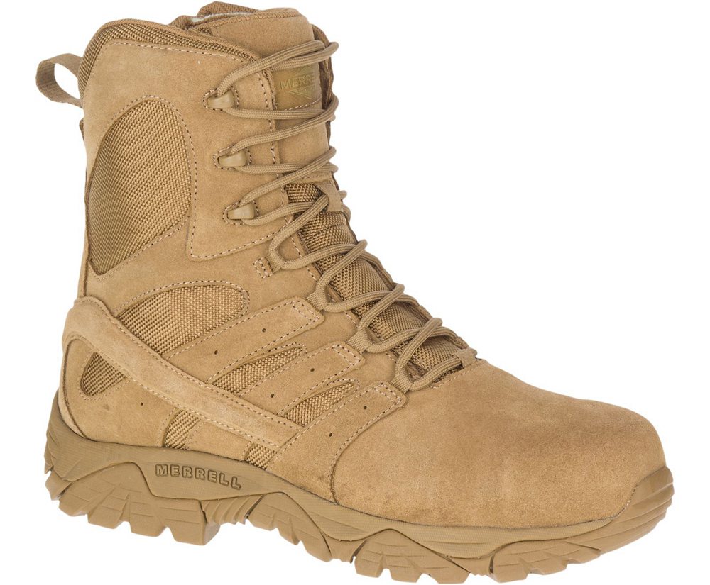 Merrell Boots Khaki - Moab 2 8" Defense Zip Comp Toe Wide Width - Mens 82WRFOBZQ